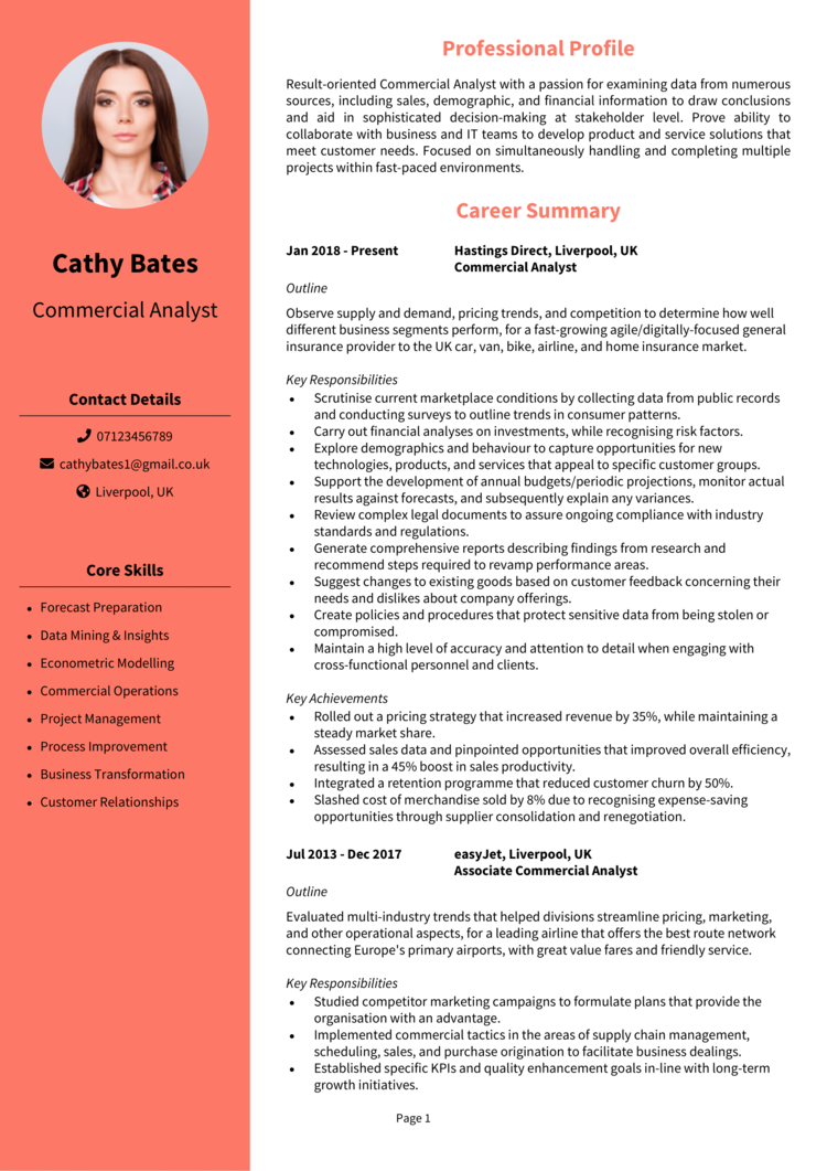 Commercial Analyst CV 1