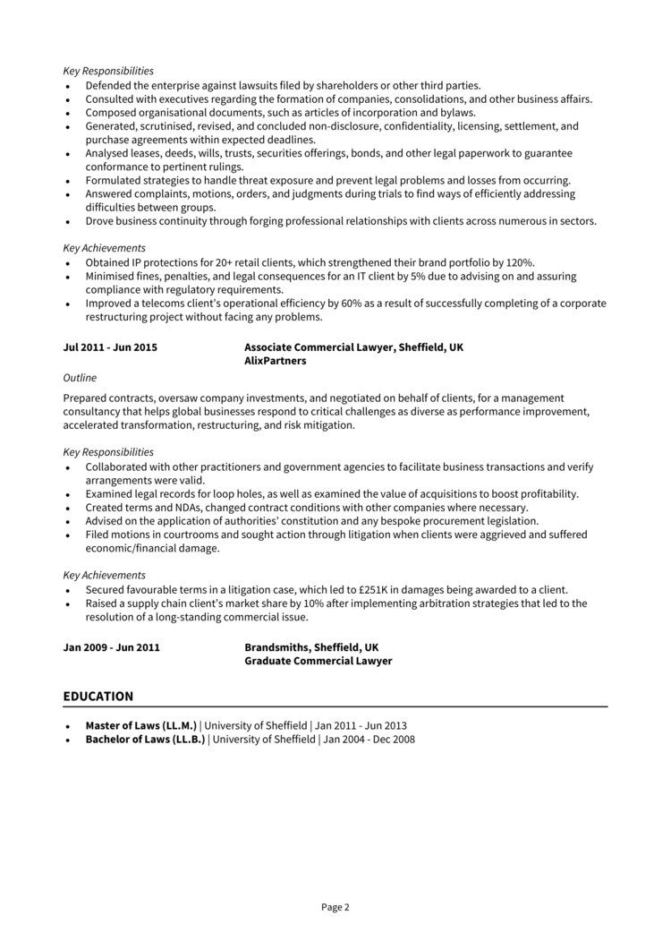 Commercial Lawyer CV 2