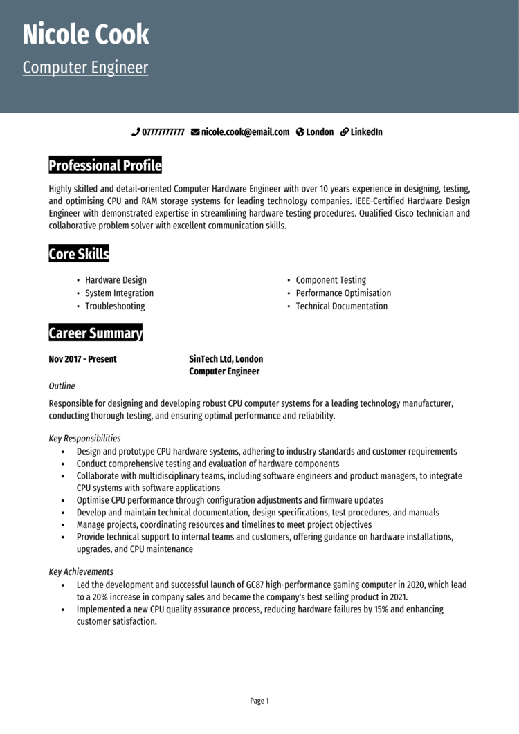 Computer Engineer CV 1