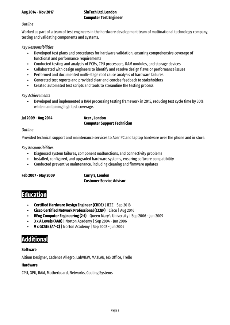 Computer Engineer CV 2