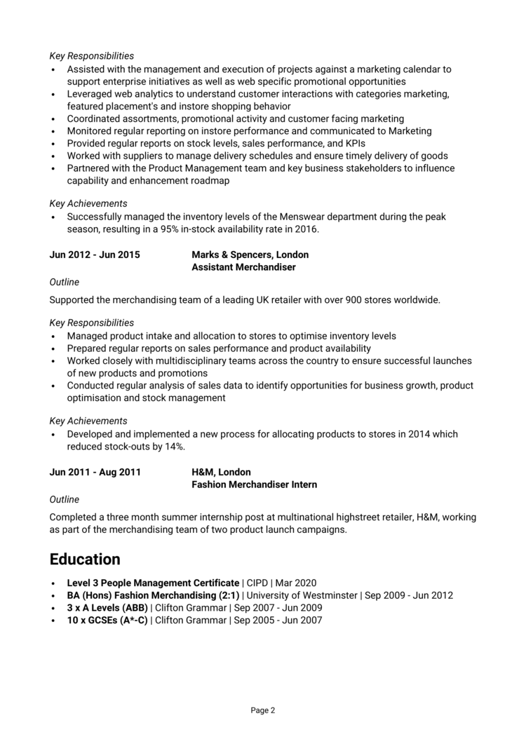 Merchandiser CV 2