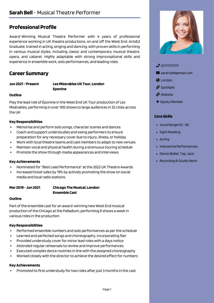 Theatre Director Resume 3 Musical Theatre Resume Examples That Got