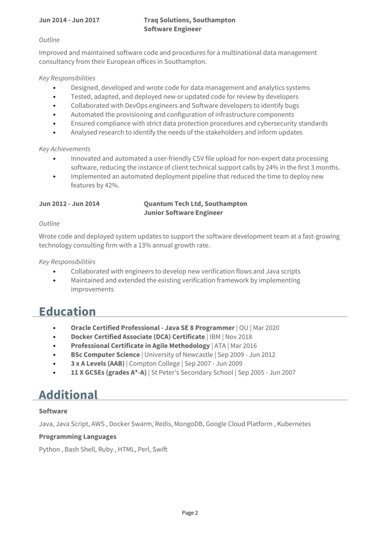 Senior Software Engineer CV example + guide [Get hired fast]