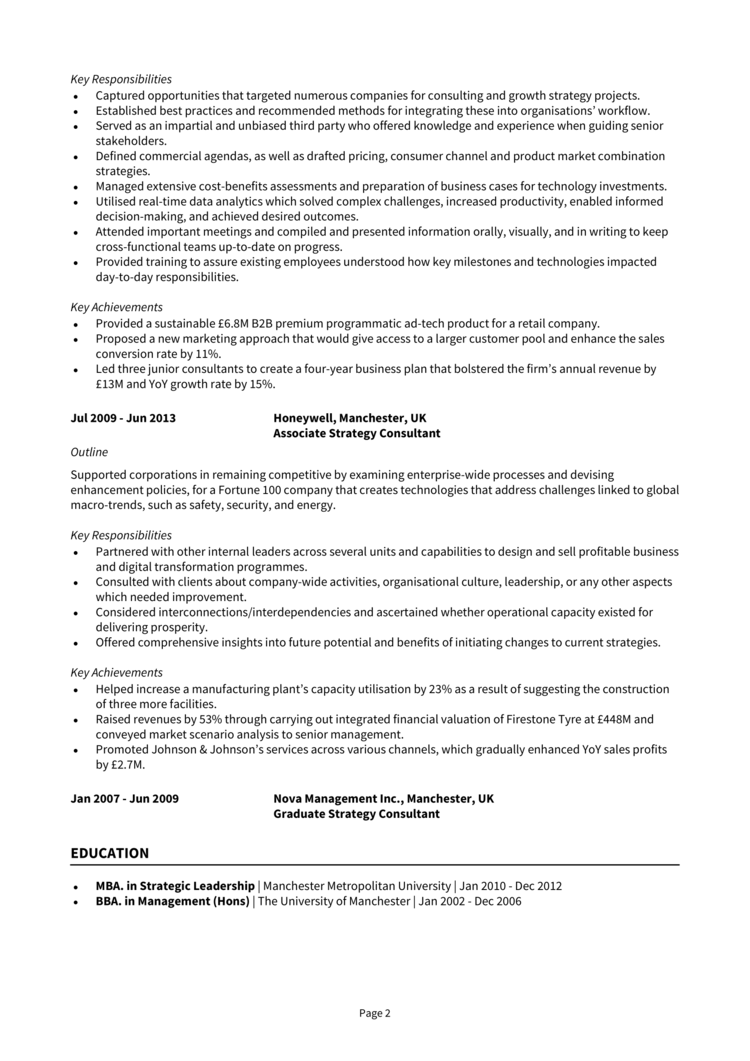 Strategy Consultant CV 2