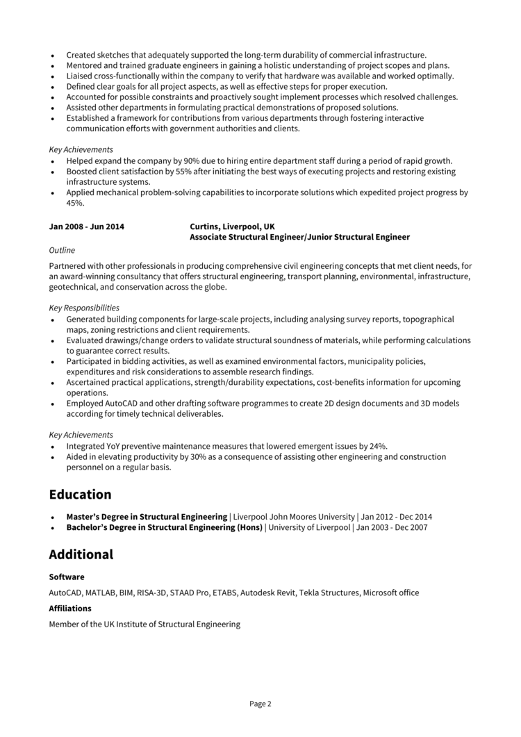 Structural Engineer CV 2