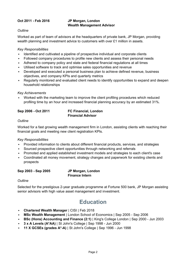 Wealth Manager CV 2