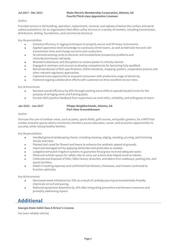 Apprentice Lineman Resume Example Guide Get Hired Fast 