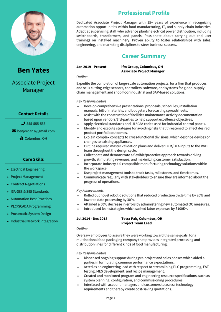 Associate Project Manager resume example + guide [Land jobs]