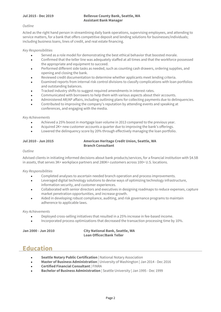 Bank Manager resume example + guide [Get a great job]