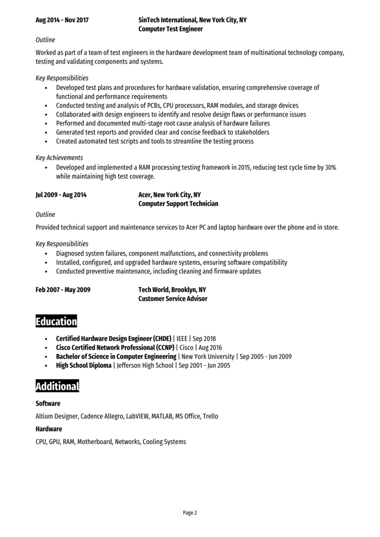 Computer Engineer resume example & guide [Get hired]