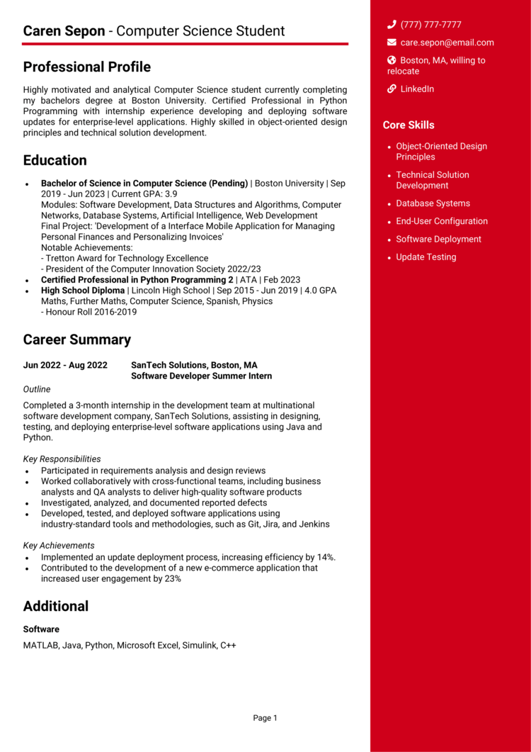 Computer Science Student Resume-1