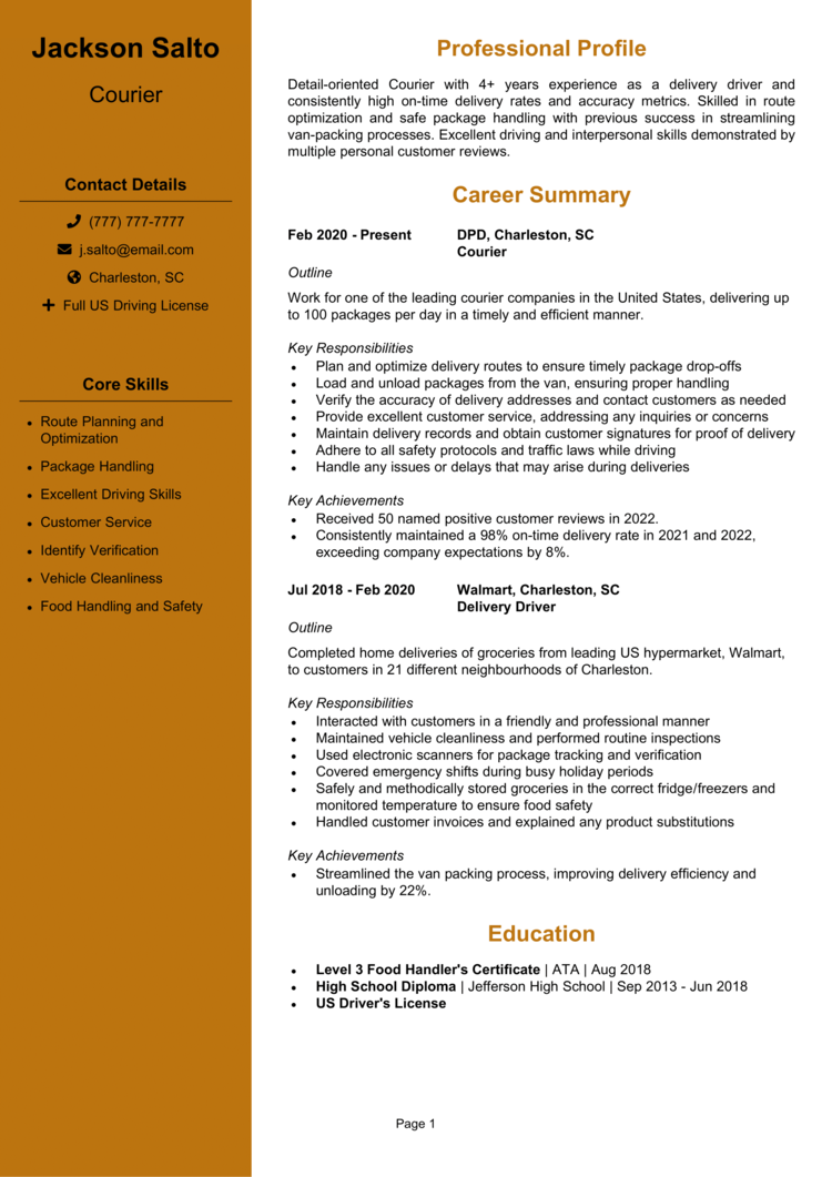 Courier Resume 1