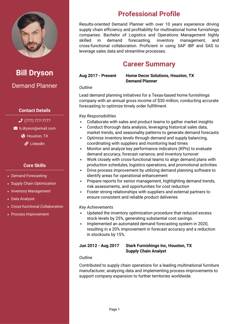 Demand Planner resume example + guide [Get a great job]