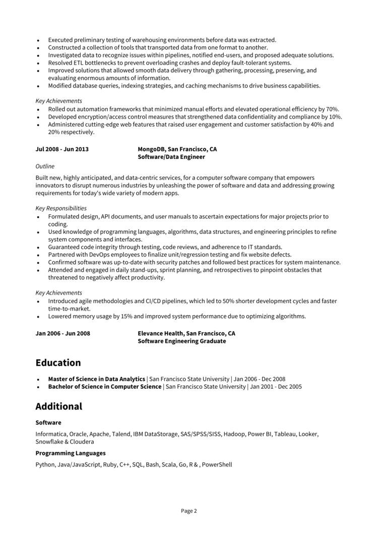 ETL Developer resume example + guide [Secure interviews]