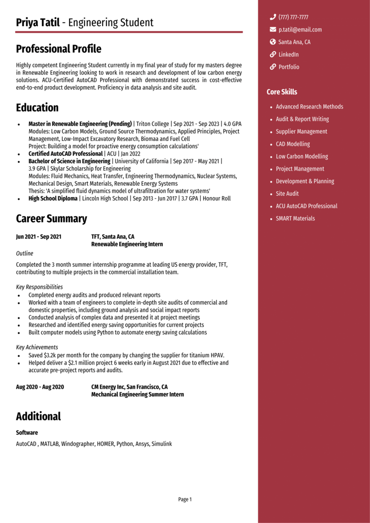 Engineering Student Resume-1