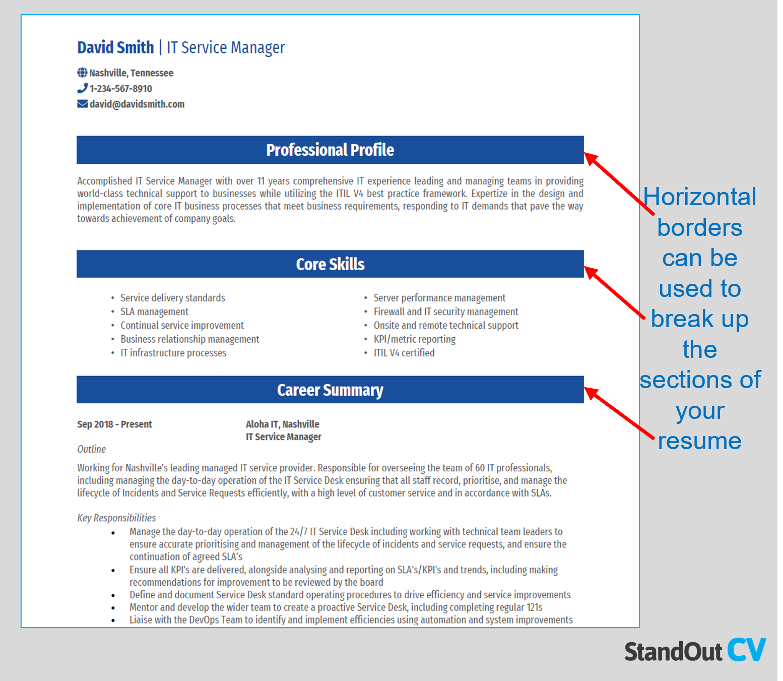 Horizontal lines in word resume