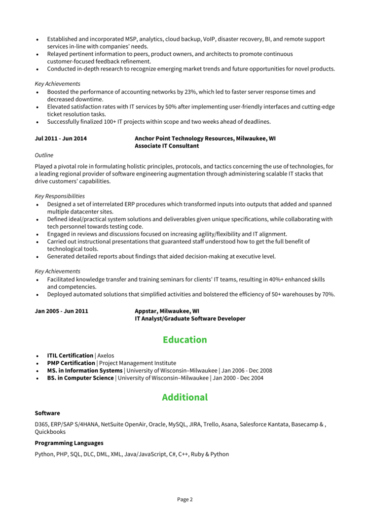 IT Consultant resume example + guide [Secure interviews]