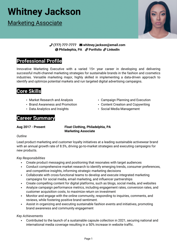 Marketing Associate Resume Example Guide Get Hired Fast 5263