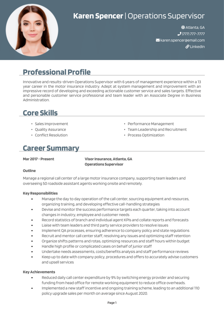 Operations Supervisor resume example + guide [Get top jobs]