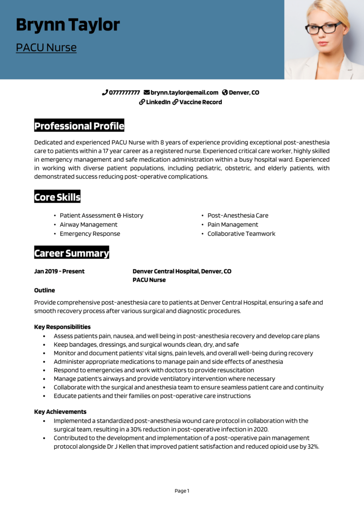 Pacu Nurse Resume Example Guide Land Job Interviews 