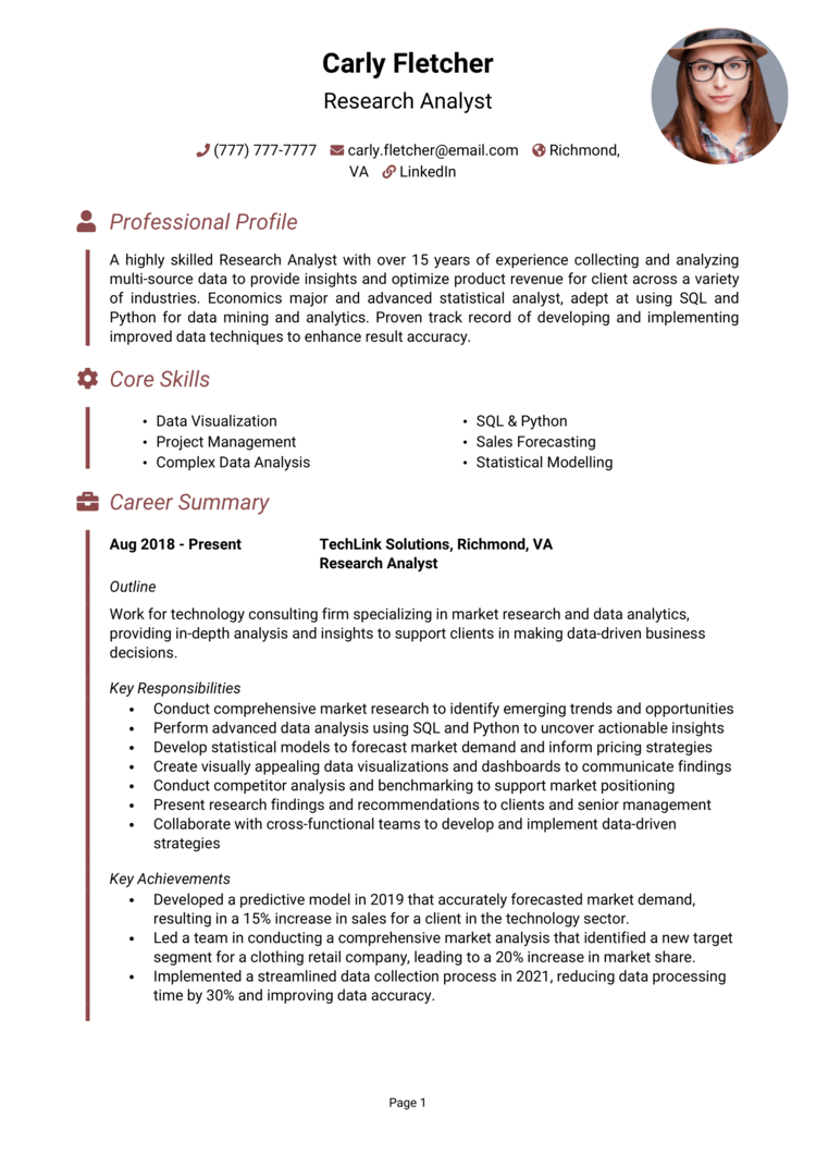 Research Analyst Resume 1