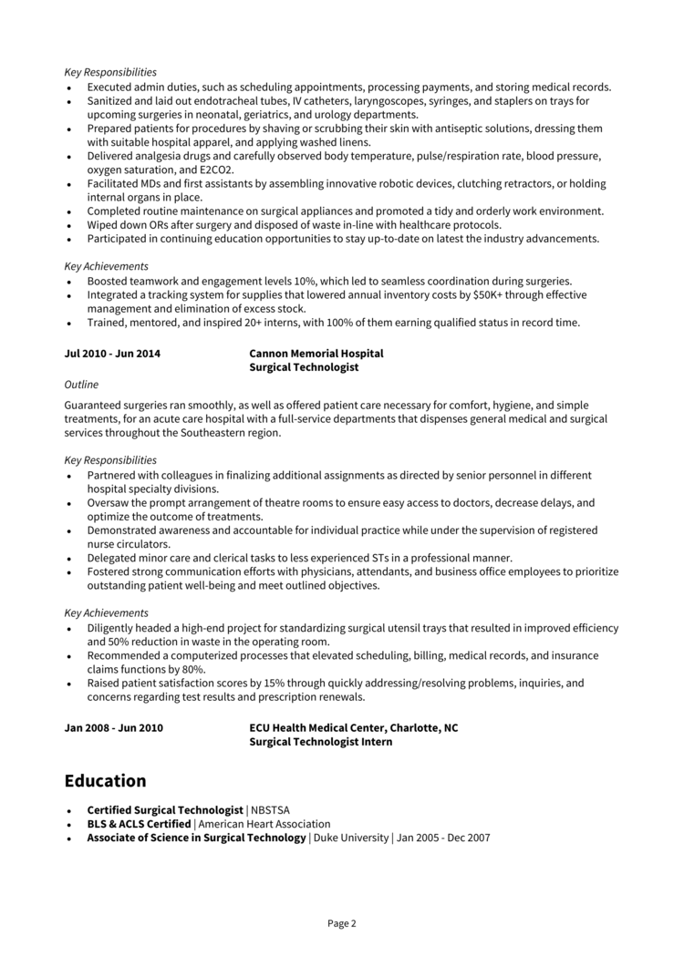 Surgical Technologist Resume Example + Guide [land Top Jobs]