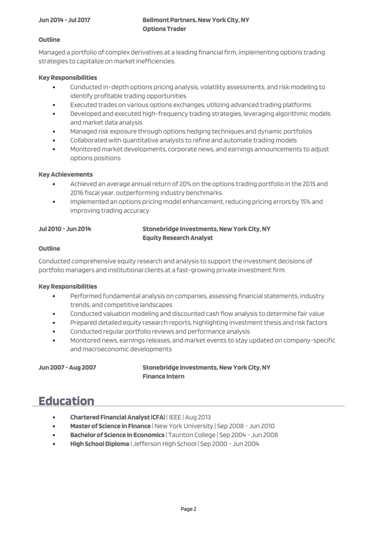 Trader resume example + guide [Secure interviews]