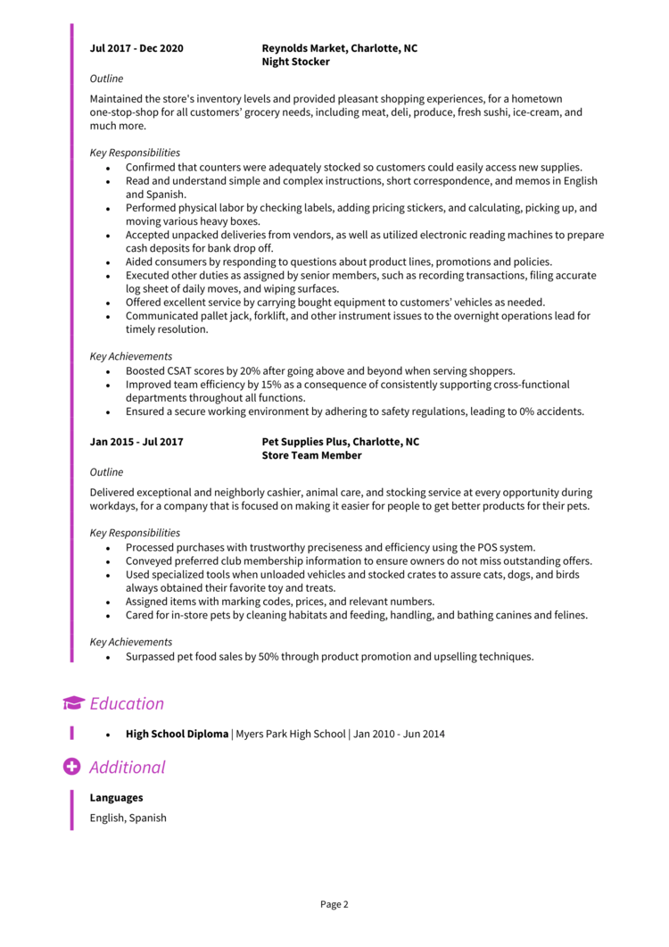 Walmart Stocker resume example + guide [Secure interviews]