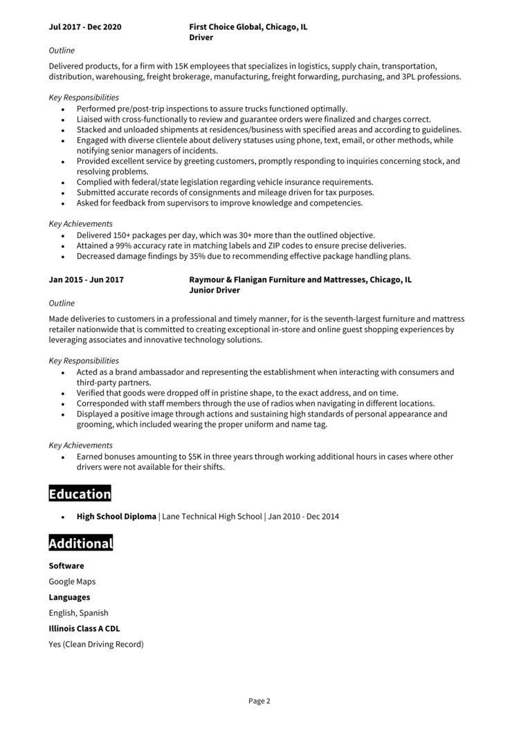 Amazon Driver resume example & guide [Get hired]