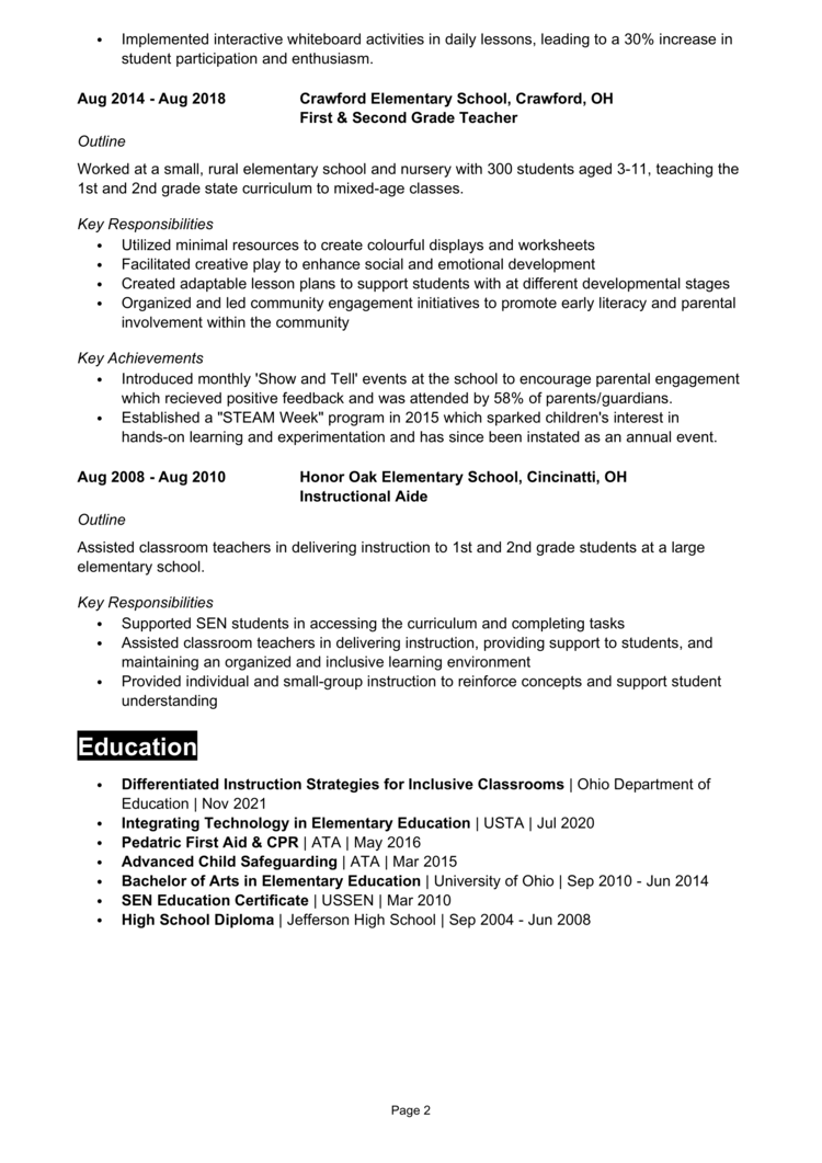 First Grade Teacher Resume-2