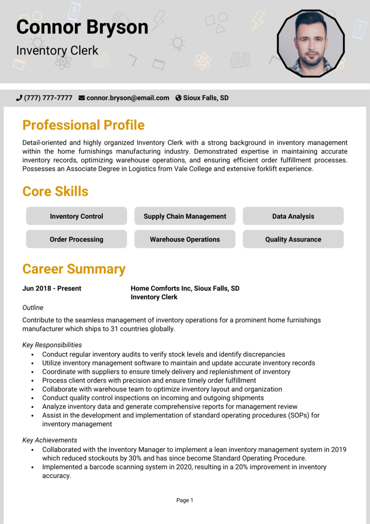 Inventory Clerk Resume Example Guide Land Job Interviews 