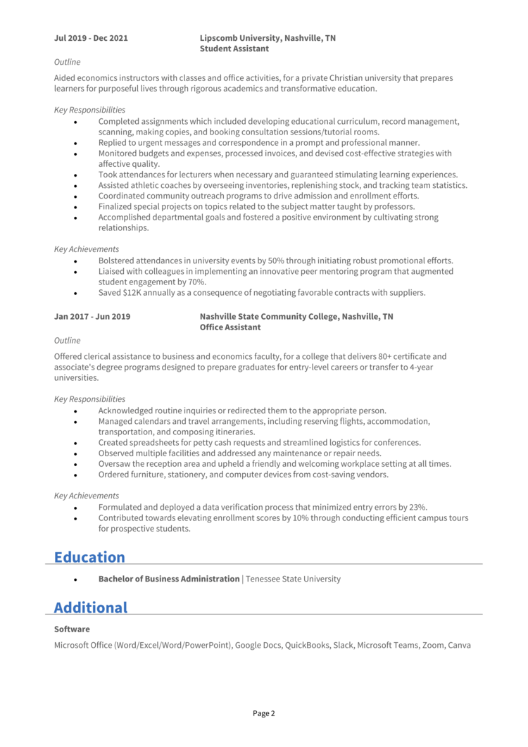 Student Assistant resume example + guide [Land interviews]