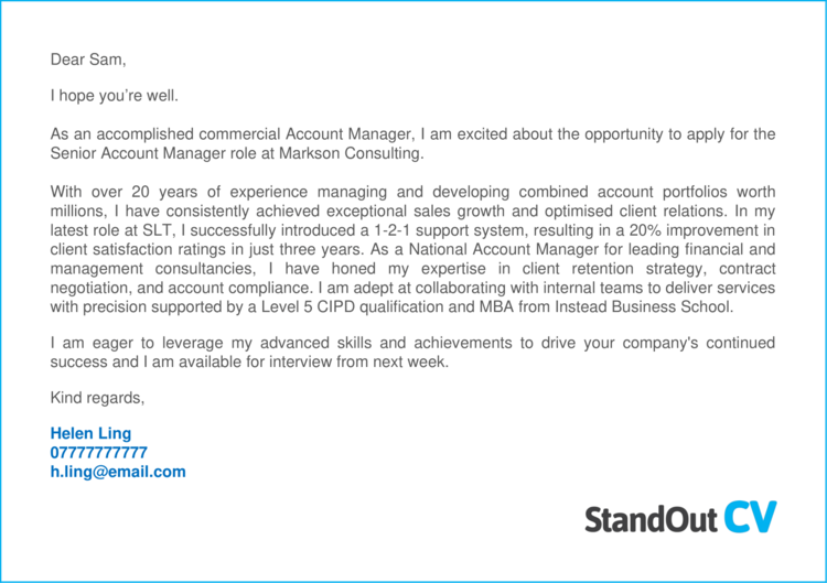 account manager cover letter jobhero