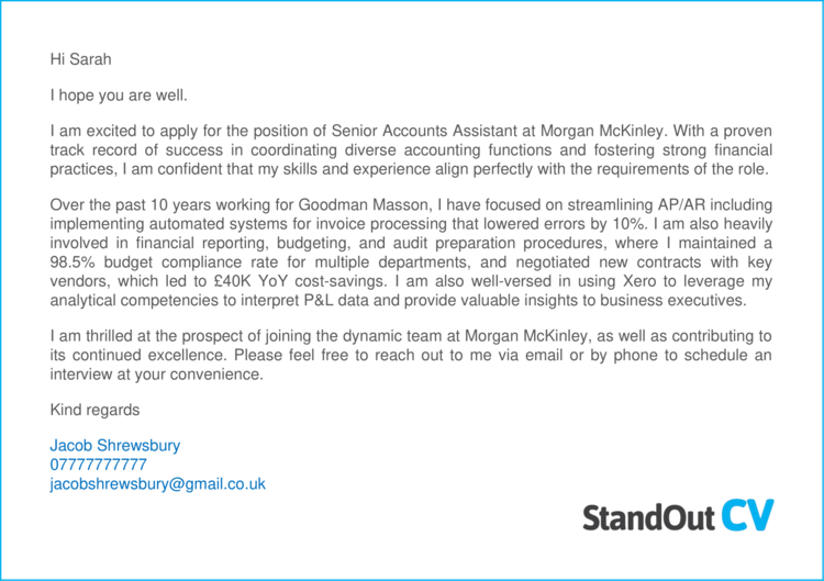 Accounts Assistant cover letter 2