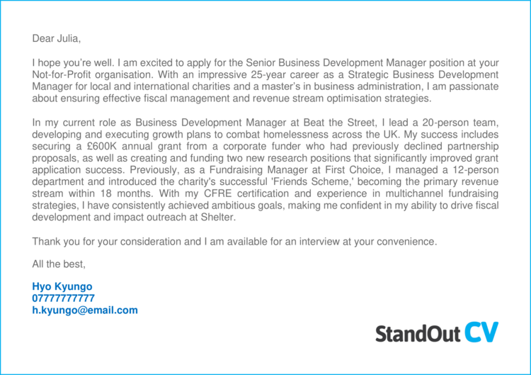 Business Development Manager cover letter 3