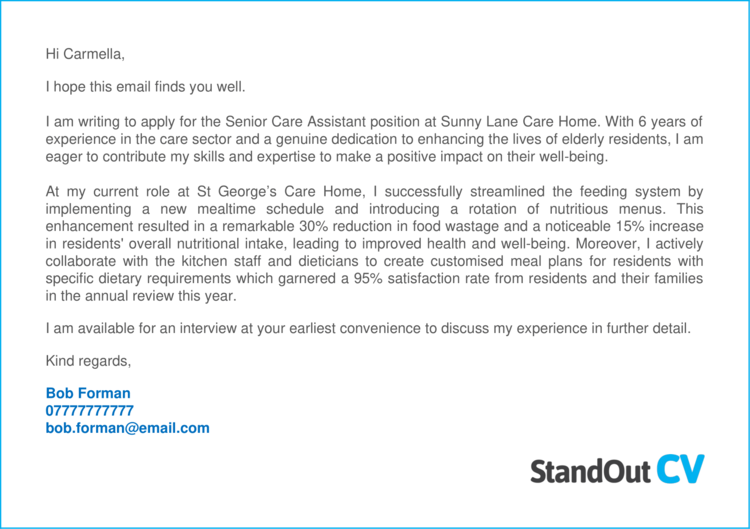 home care assistant cover letter