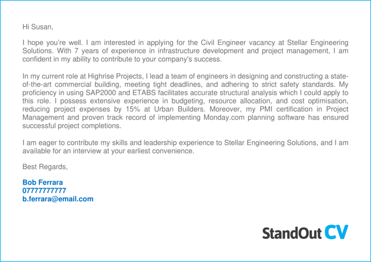 Civil Engineer cover letter 2