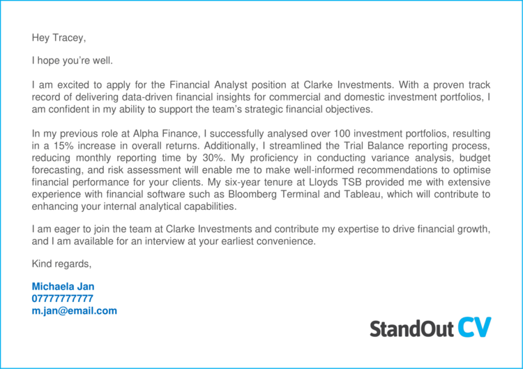 Financial Analyst cover letter 2