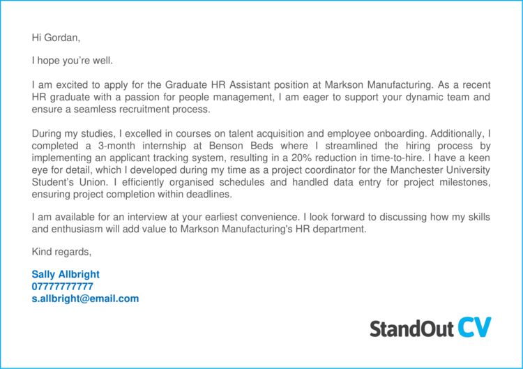 HR Assistant cover letter 1