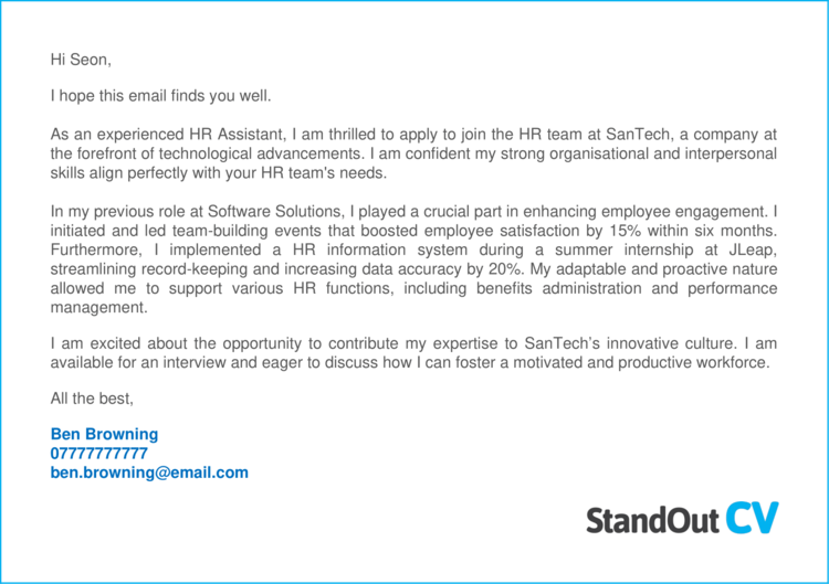 HR Assistant cover letter 2