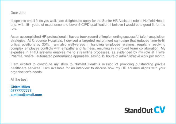 HR Assistant cover letter 3