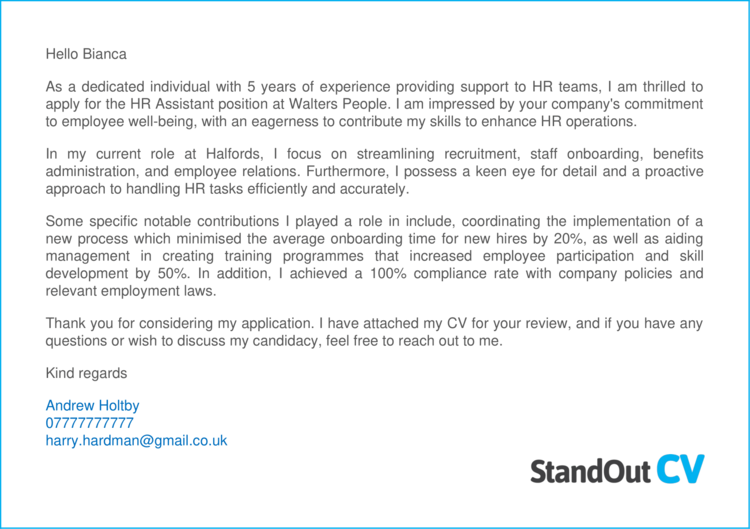 hr cover letter with little experience