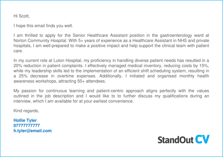 Health Care Assistant cover letter 2