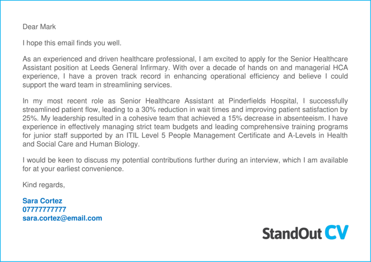 Health Care Assistant cover letter 3