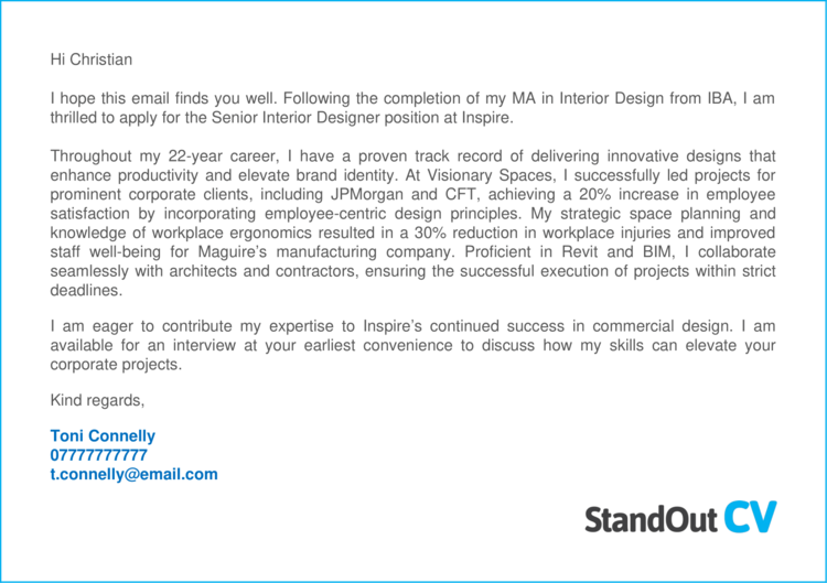 Interior Designer cover letter 3