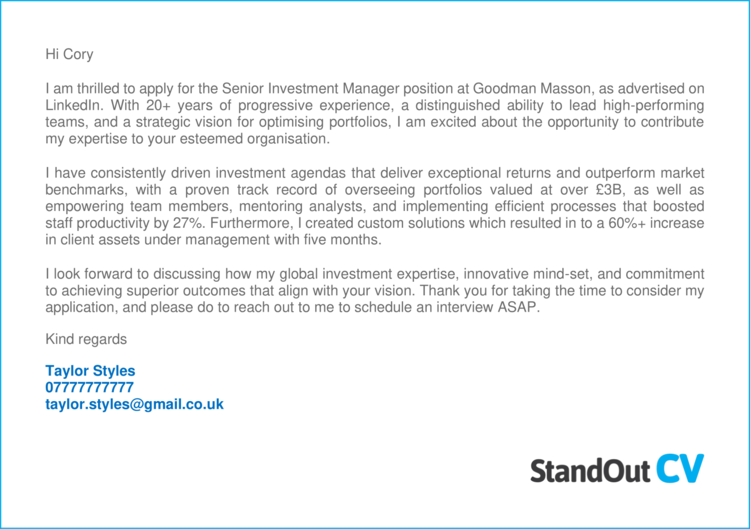 Investment Manager cover letter 3