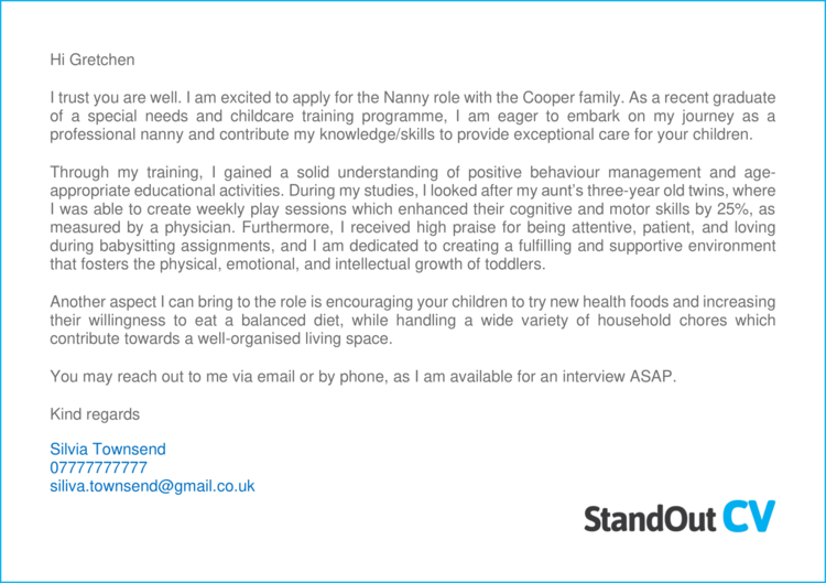 simple cover letter for nanny