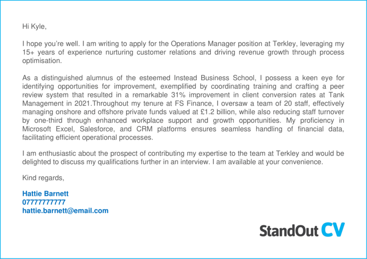 Operations Manager cover letter 2