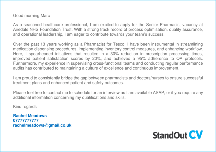 Pharmacist cover letter 3