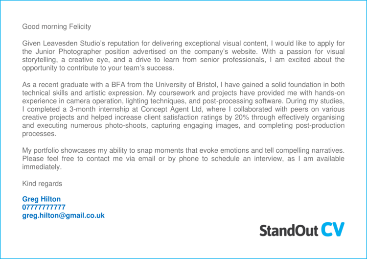 Photographer cover letter 1